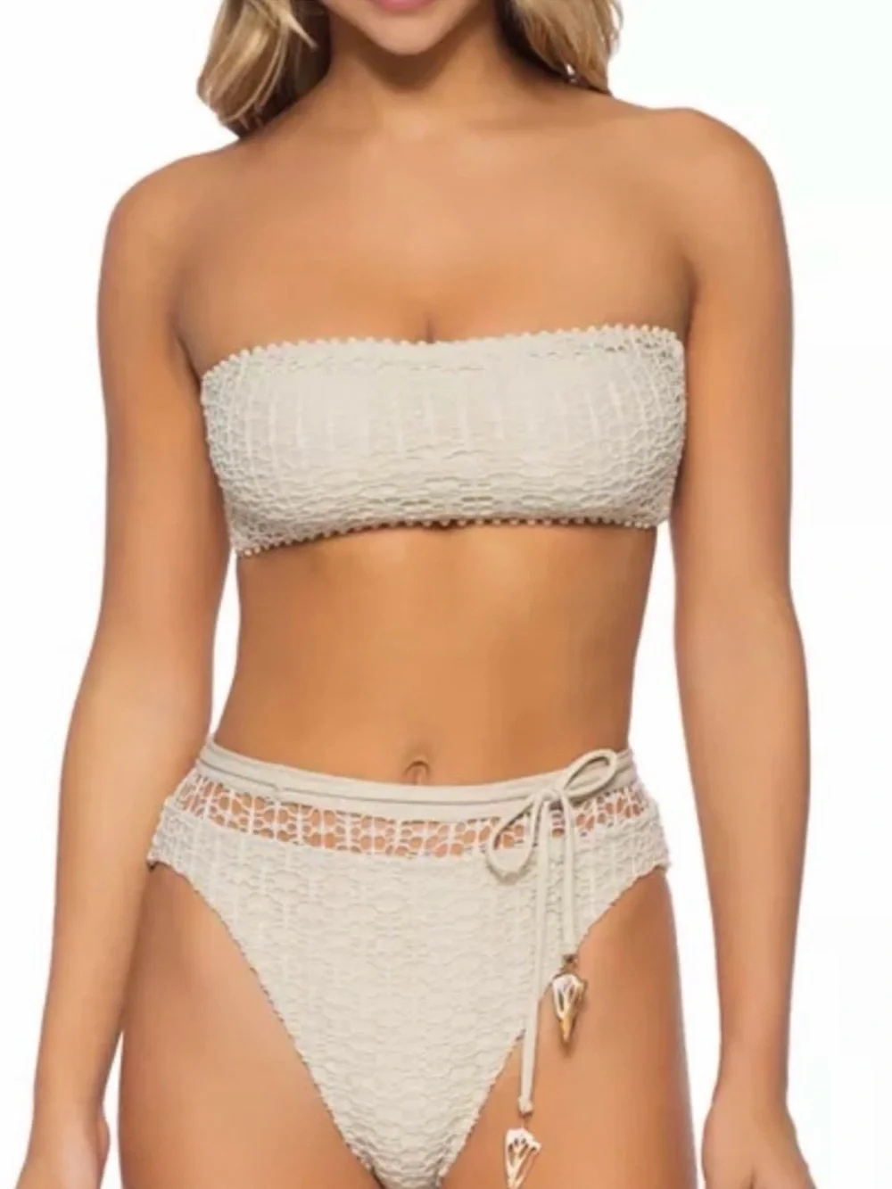 Isabella Rosa Milan Bandeau Bikini Set (Cream) - Medium